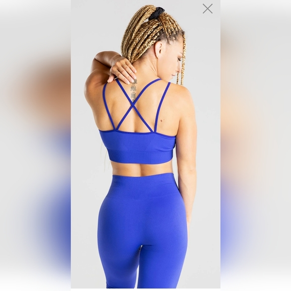 Women's Best Set Royal Blue Highwaisted Seamless Leggings and Sports Bra size M - Picture 2 of 11